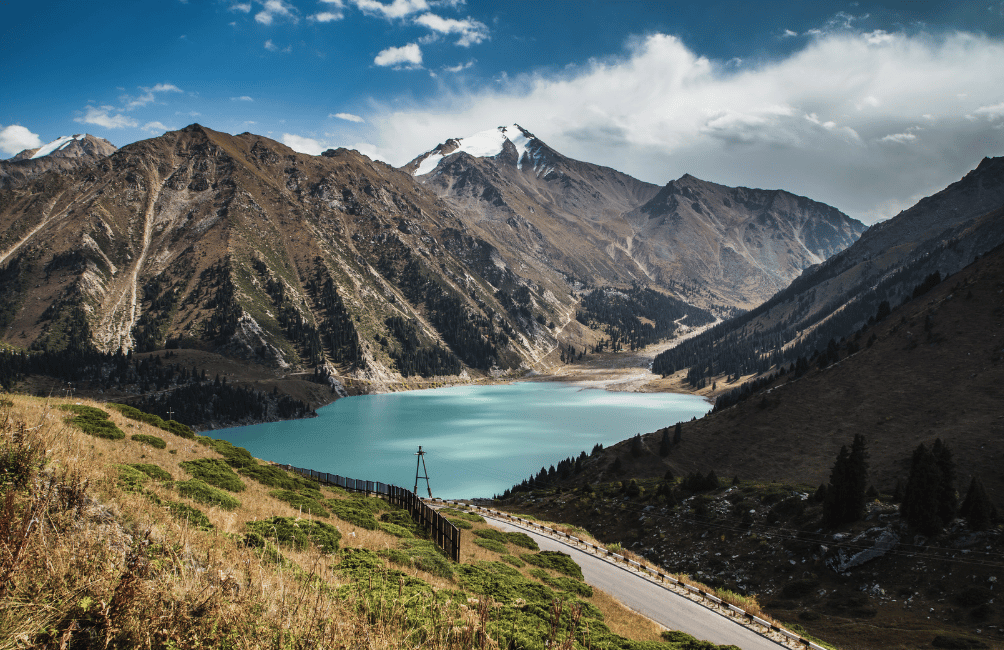 Almaty city and Tien Shan peaks